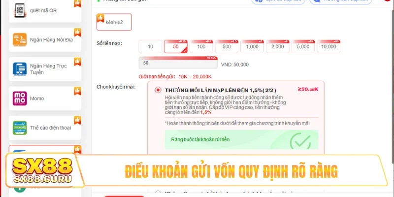 Điều khoản gửi vốn quy định rõ ràng