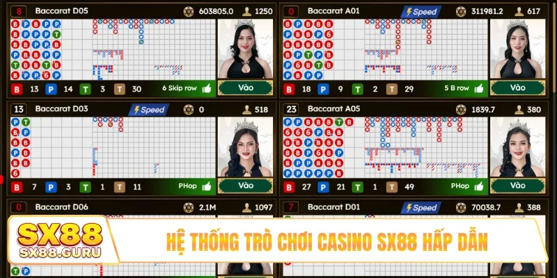 Hệ thống trò chơi casino SX88 hấp dẫn