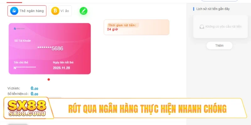 Rút qua ngân hàng thực hiện nhanh chóng